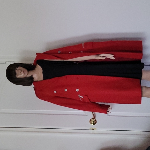 Michael Kors Red Double-breasted coat. Like new only worn once. Statement coat! - Picture 6 of 7